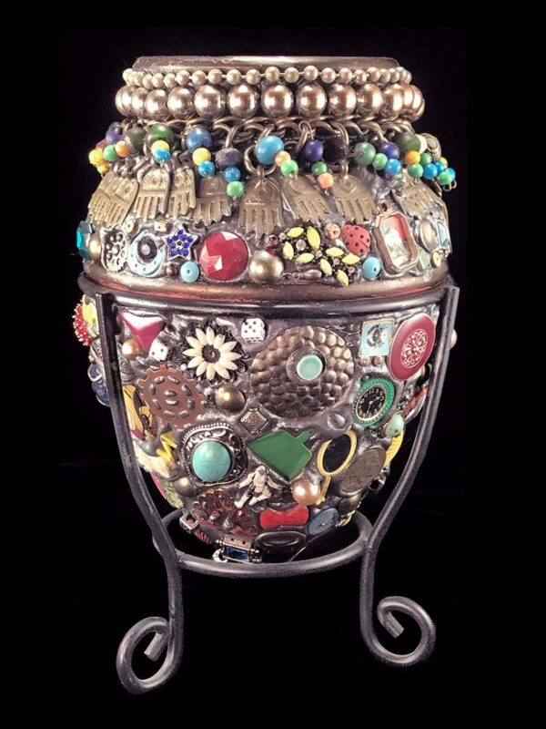 Vase with Black Iron Holder