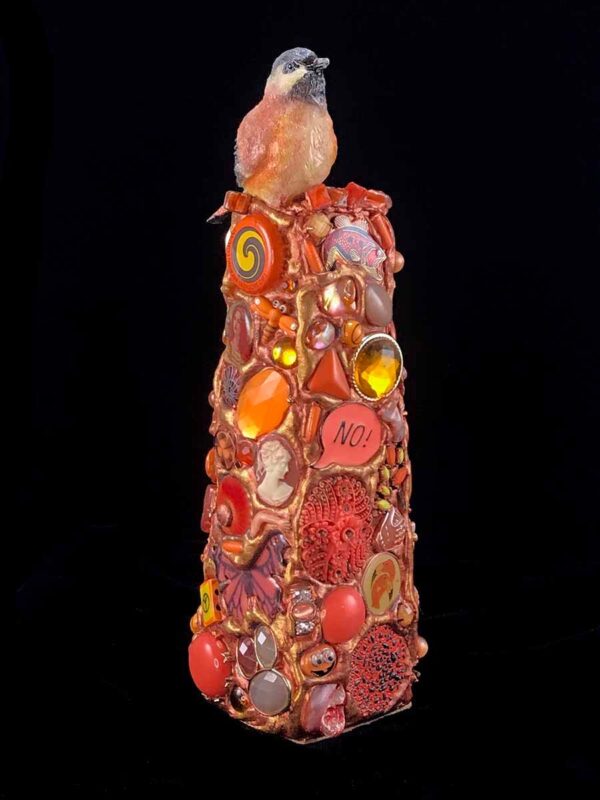 Orange Bird Tower Vase