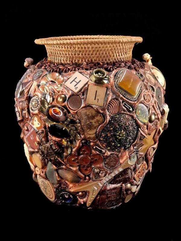 Basket Top Copper Vase