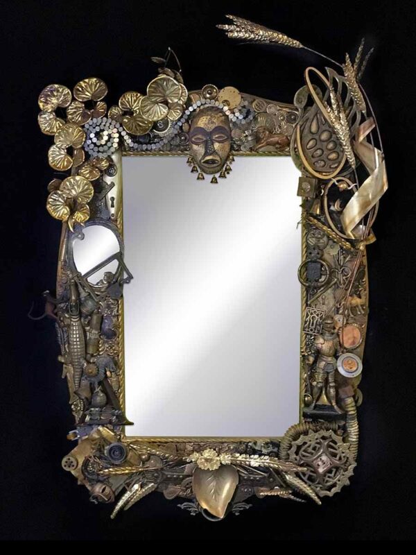Masked Memory Mirror in Brass