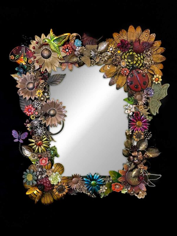 Flower Power Metal Mirror