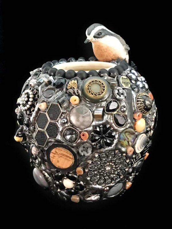 Grey & Copper Bird Vase