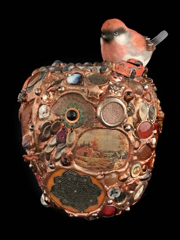 Black & Orange Bird vase